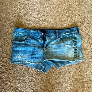 American Eagle Distressed Rhinestone Short Shorts